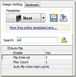 customize the auto flip setting of flip brochure by page flip software