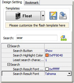 define search settings of flip book