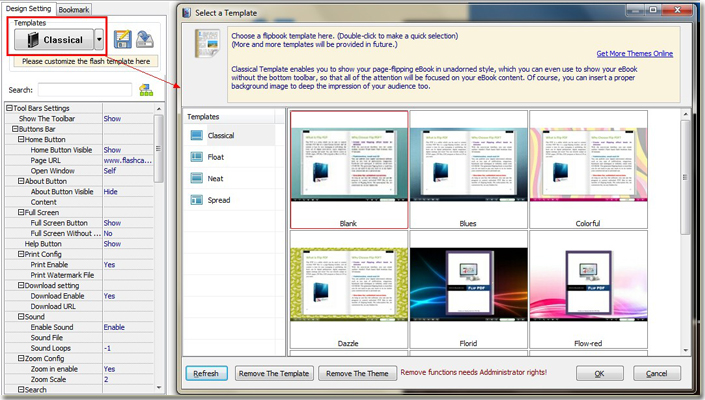 use imported page flip book templates