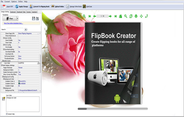 Flash Flip Book Software interface