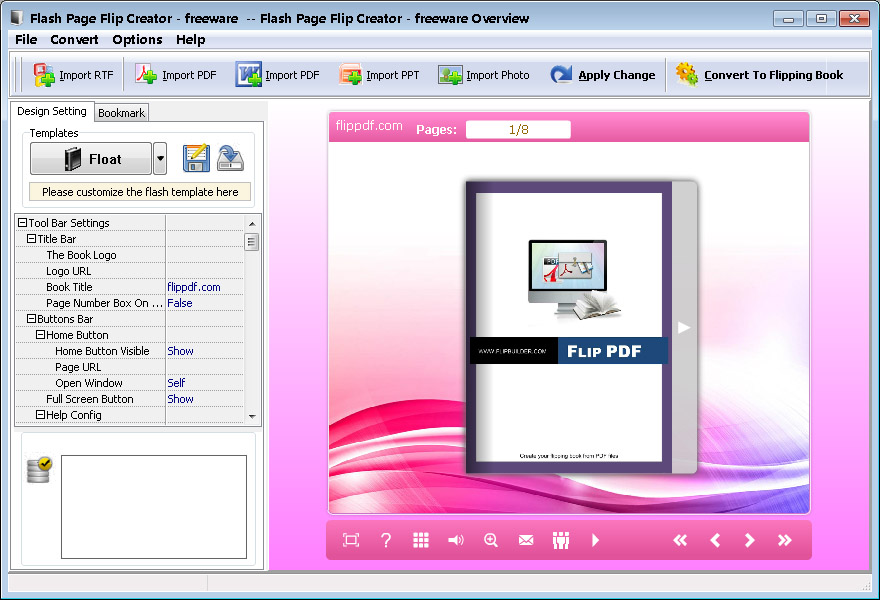 screenshot of pdf to flash converter