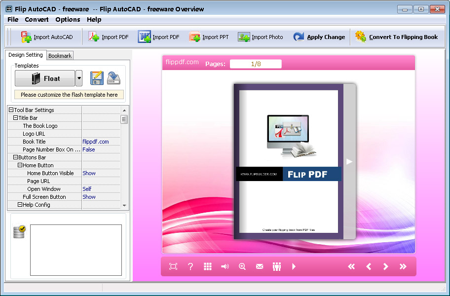 Click to view Flip AutoCAD -  freeware 2.2 screenshot