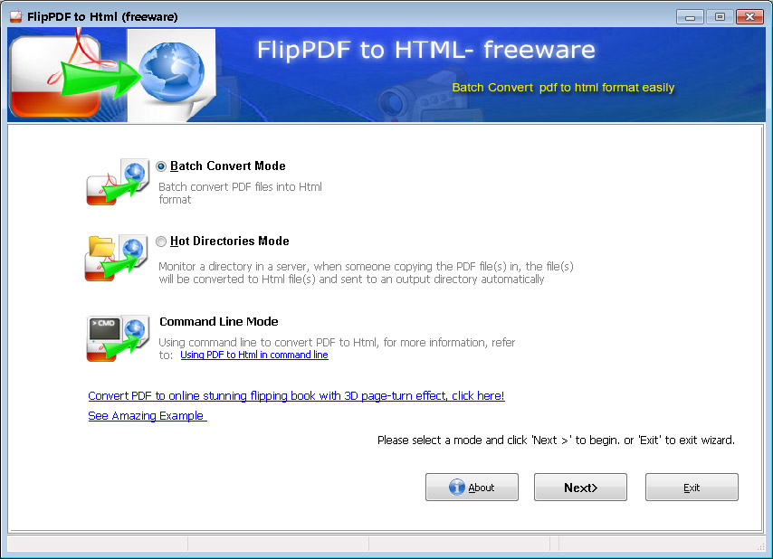 Windows 7 Flip PDF to HTML - Freeware 2.8 full