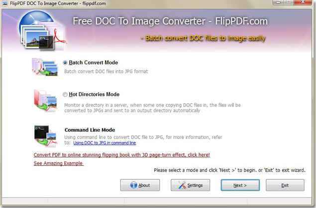 Free FlipPDF DOC to Image Converter software