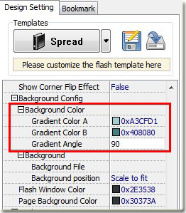 change background color of flip book by customizing template setting of background color