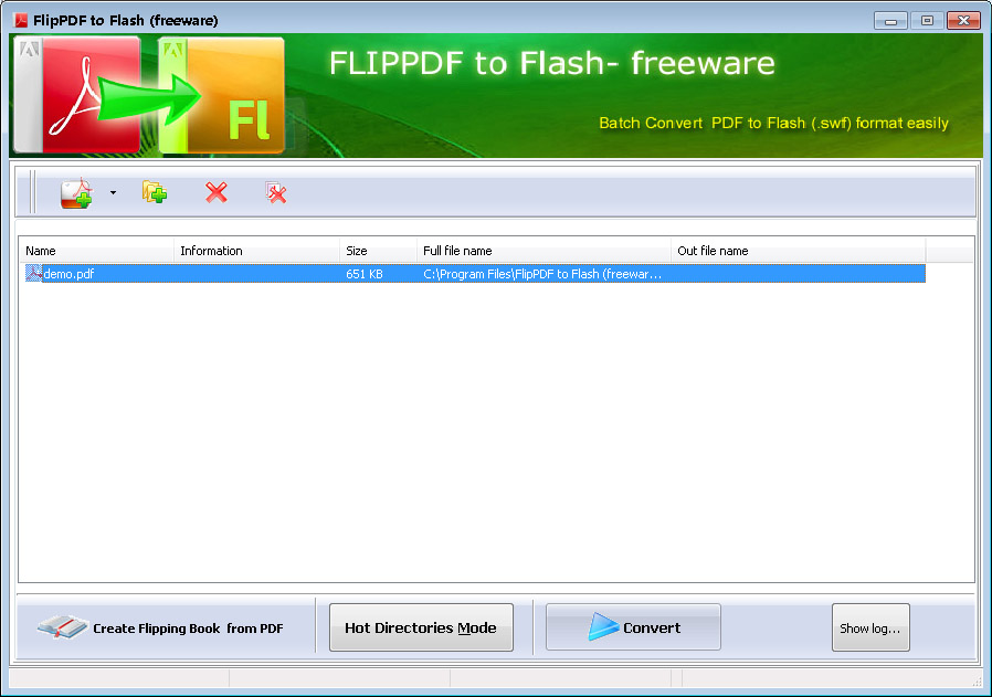 screenshot of pdf to flash converter